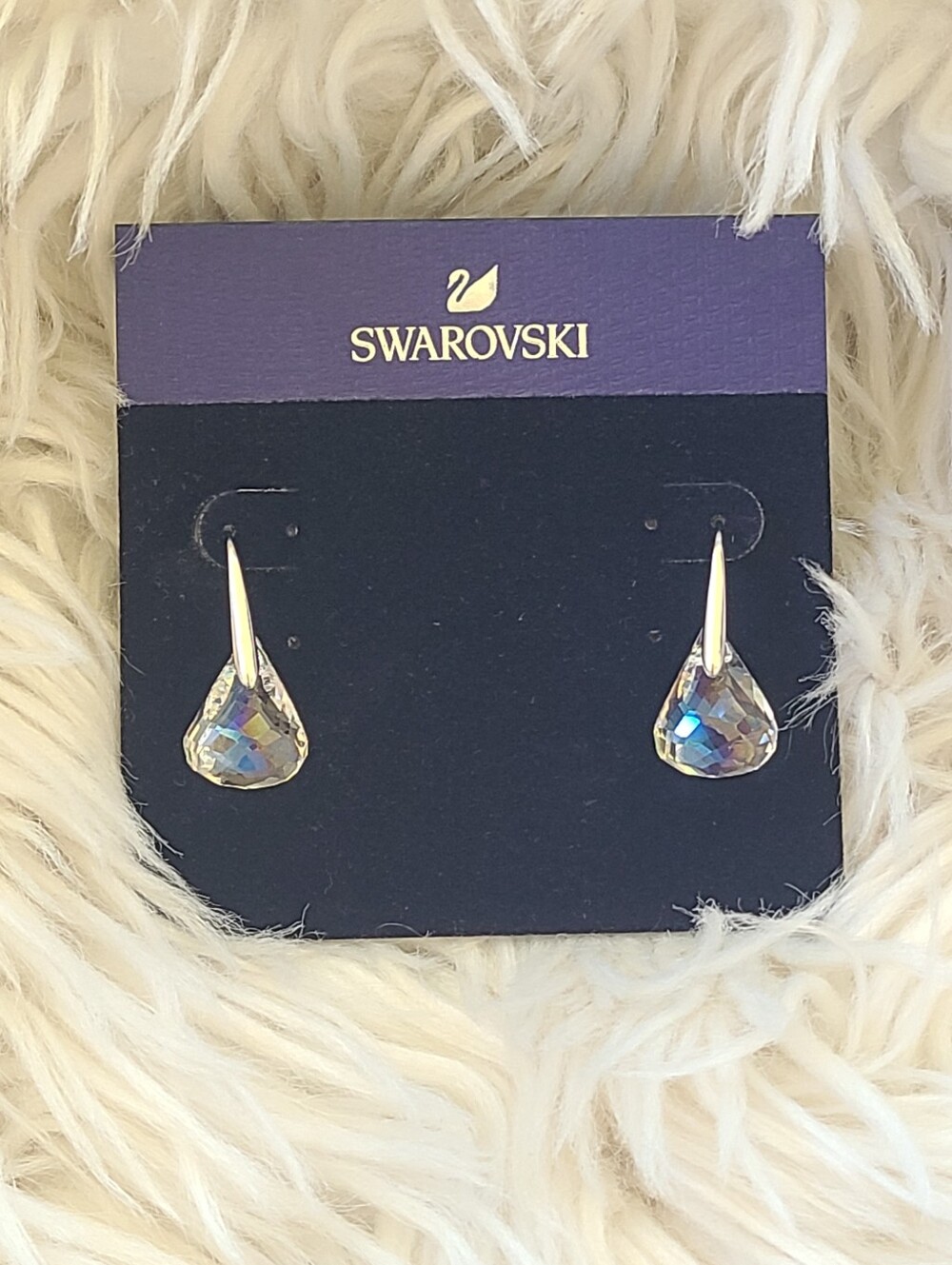Swarovski Crystal Lunar Drop White Pierced Earrings- New